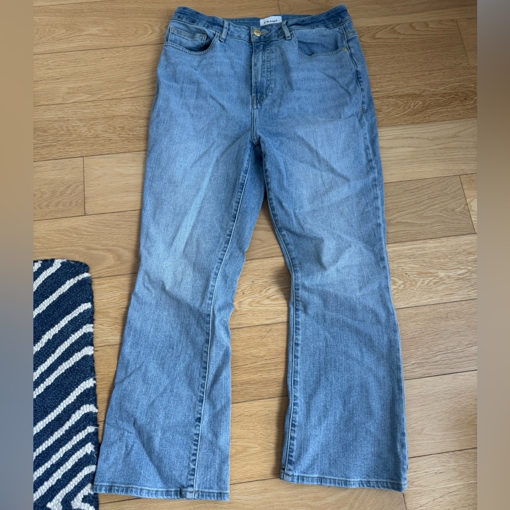 Frame Denim Blue Flare Wide Leg Jeans